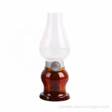 Retro LED Night Light, Rechargeable Batteries LED Bedroom Lamps Imitate Kerosene Oil Lamp Design With Blowing Controlled And Dim